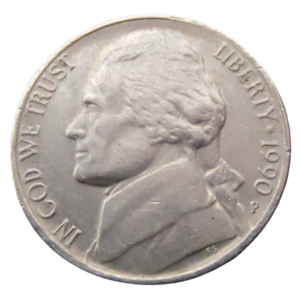 Moeda 5 Cents 1990 Letra P - EUA