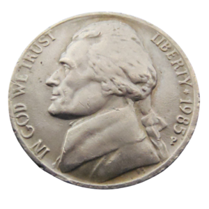Moeda 5 Cents 1985 letra P - EUA