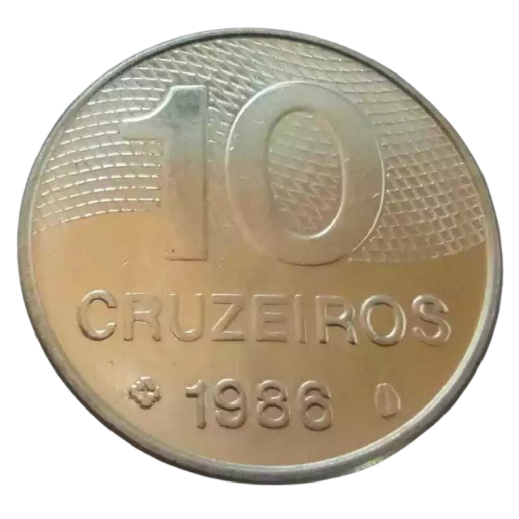 Moeda 10 Cruzeiros 1986 Brasil - FC - Imagem 2