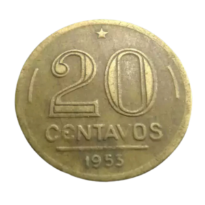 Moeda 20 Centavos 1953 Rui Barbosa Brasil - MBC