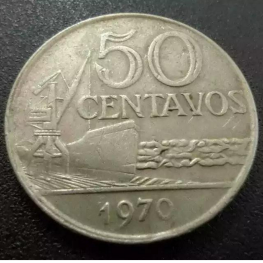 Moeda 50 Centavos 1970 Brasil - MBC - Imagem 2