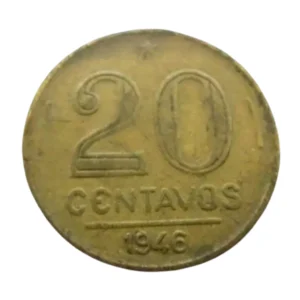 Moeda 20 Centavos 1946 Getúlio Vargas Brasil - MBC