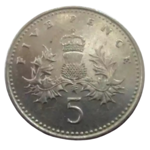 Moeda 5 Pence 1990 - Reino Unido