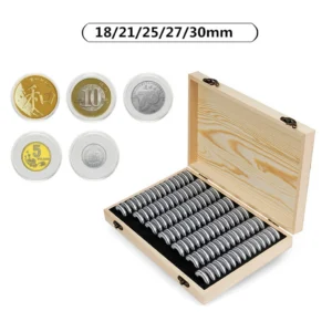 Caixa com 100 Cápsulas para Moedas –  Ajustáveis (18 a 30 mm)