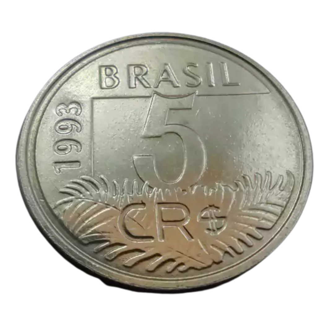 Moeda 5 Cruzeiros Reais 1993 Arara Brasil - SOB - Imagem 2