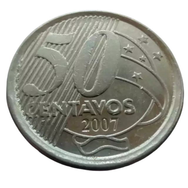 Moeda 50 Centavos 2007 Brasil - MBC - Imagem 2
