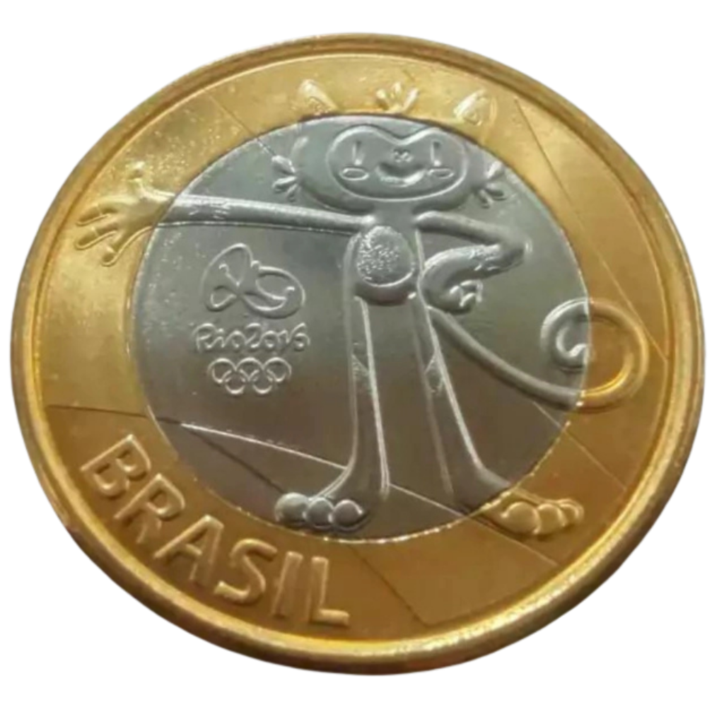 Moeda 1 Real 2016 Mascote Vinícius Olimpíadas Rio 2016 - FC - Imagem 2