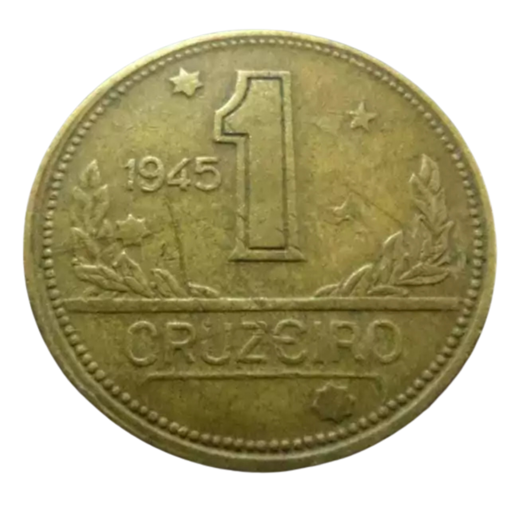Moeda 1 Cruzeiro 1945 Brasil - MBC - Imagem 2