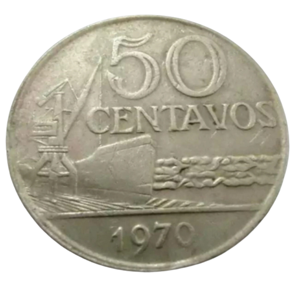 Moeda 50 Centavos 1970 Brasil - MBC - Imagem 4