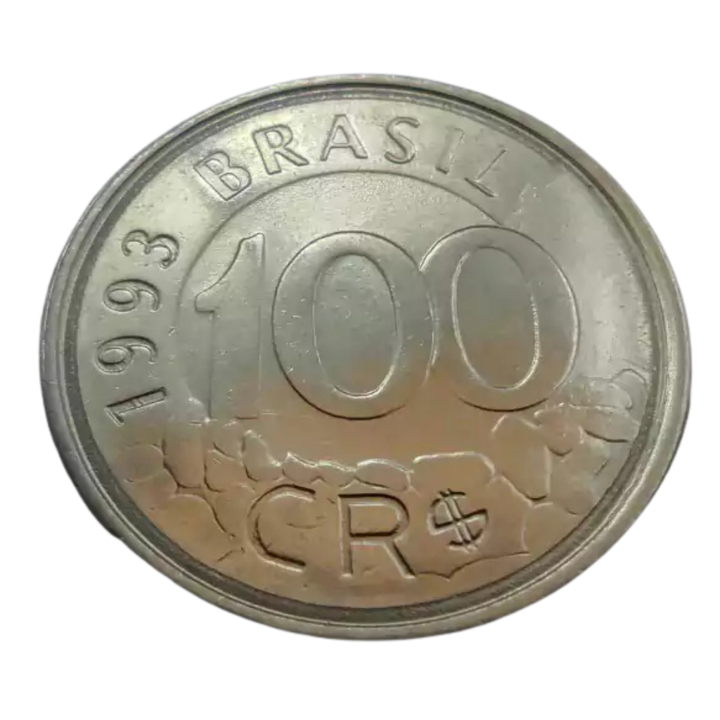 Moeda 100 Cruzeiros Reais 1993 Lobo Guará Brasil - MBC - Imagem 2