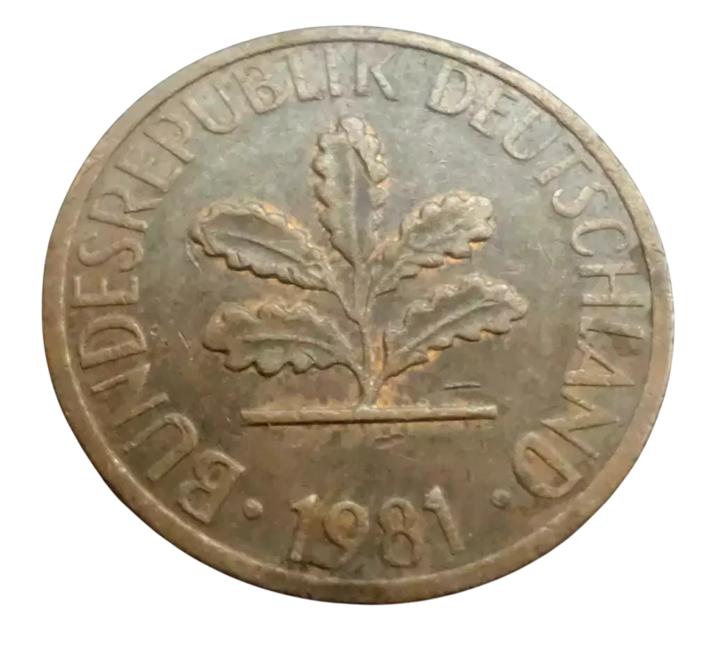 Moeda 1 Pfennig 1981 - Alemanha - Imagem 2