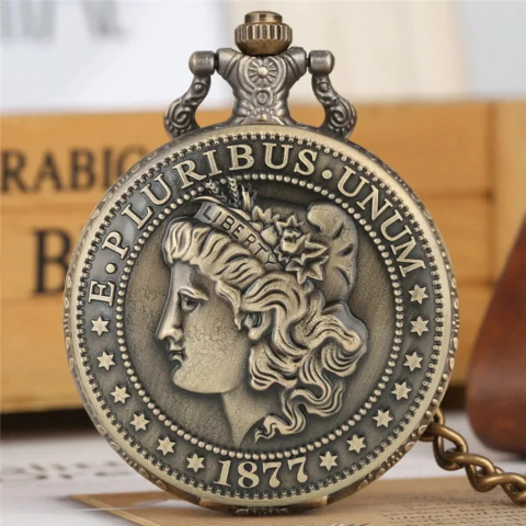 Kit com 3 Relógios de Bolso – Liberty Dollar, Rainha Victória e Morgan Dollar - Imagem 3