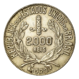 Moeda 2000 Réis Brasil 1929 Mocinha - Prata