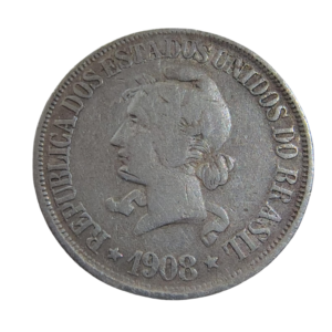 Moeda 500 Réis Brasil 1908 - Prata