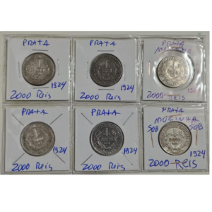 6 Moedas de 2000 Réis 1924 - Prata