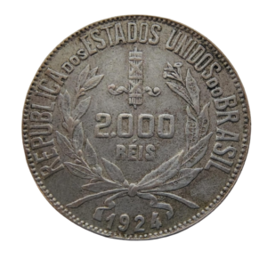 Moeda 2000 Réis Brasil 1924 Mocinha - Prata