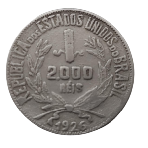Moeda 2000 Réis Brasil 1926 Mocinha - Prata