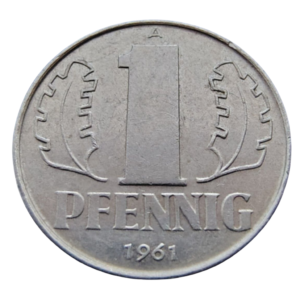 Moeda de 1 Pfennig  1961 Alemanha Oriental (RDA)