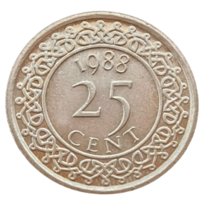 Moeda de 25 Cêntimos 1988 – Suriname