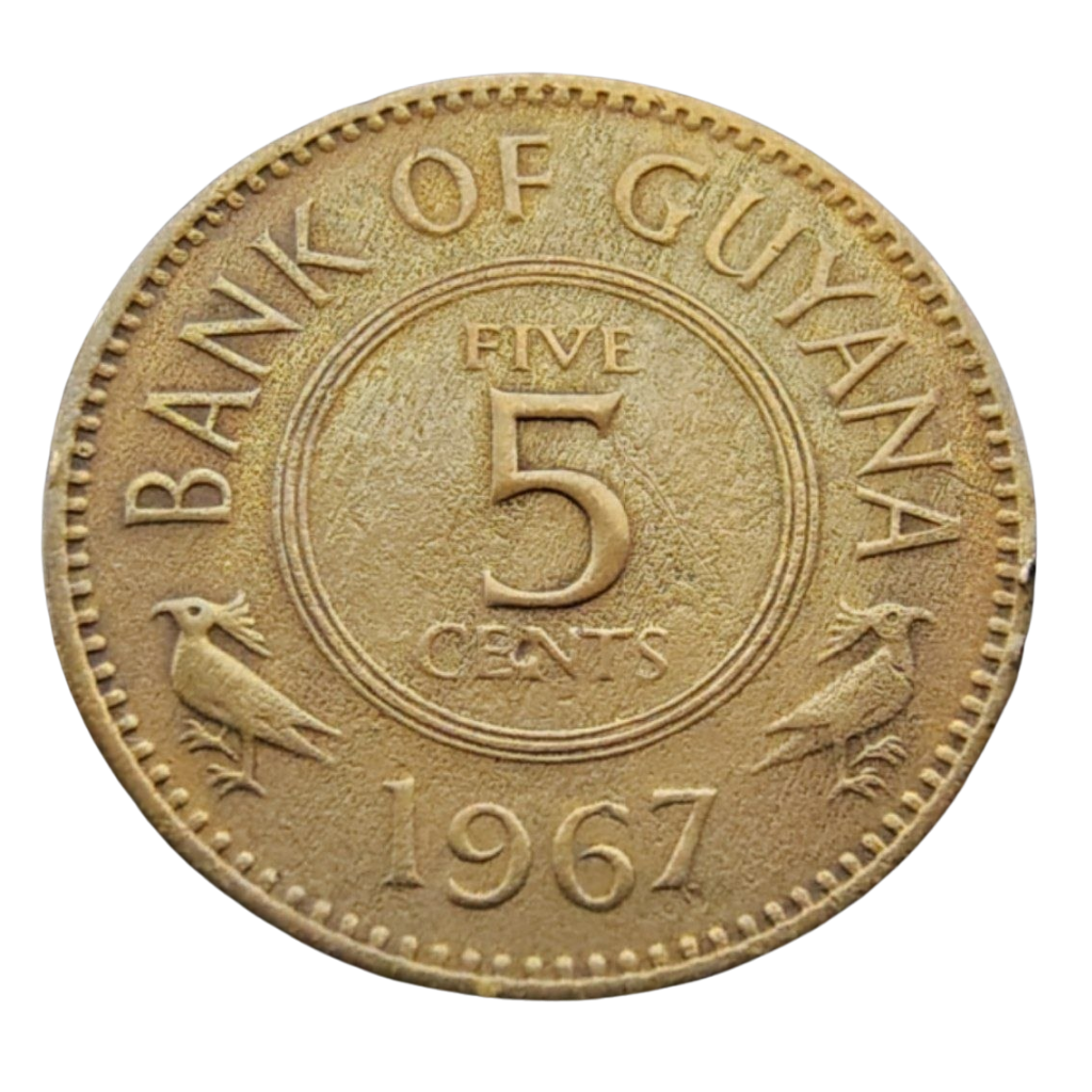 Moeda de 5 Cêntimos 1967 – Guiana