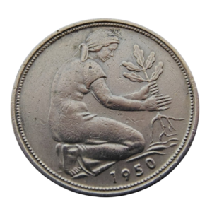 Moeda de 50 Pfennig – 1950 – Alemanha